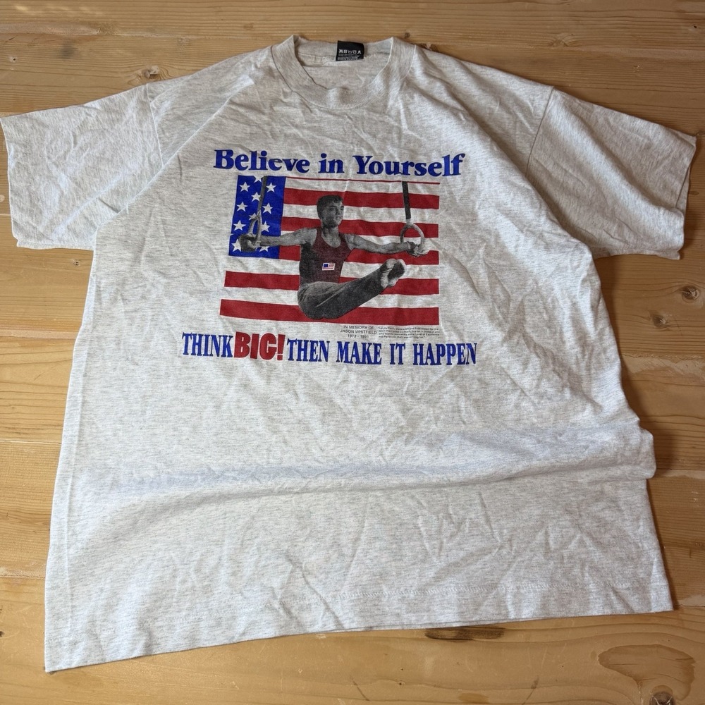 Grey 90s Olympic gymnastics Single Stitch Graphic t-shirt streetwear‎ XL